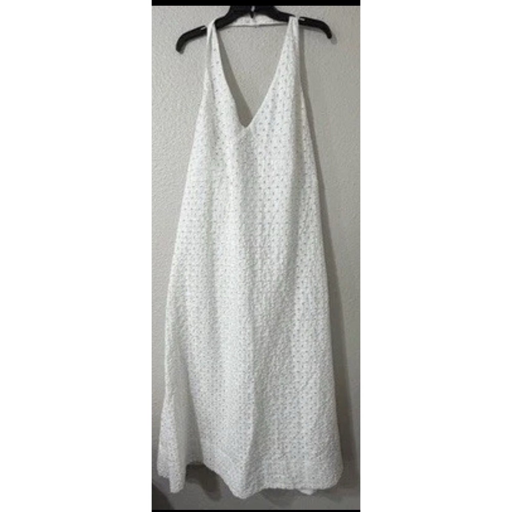 A New Day XXL Women's Summer Halter Dress Cottagecore Boho White Eyelet Maxi